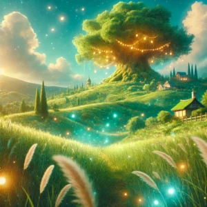 Here is a dreamy, Ghibli-inspired fantasy landscape I generated for you using DALL·E.